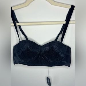 Adore Me Black Velvet/Corduroy Lace Bra  New With Tags 32B